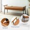 48.25"W Modern Brown Upholstered Bench with Wooden Arms and Metal Legs